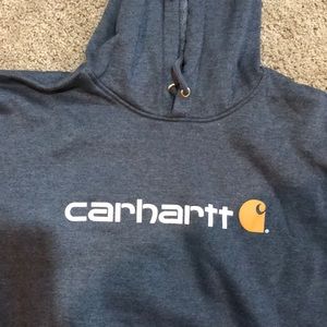 Blue Carhartt hooded sweatshirt